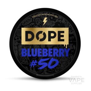 DOPE Nicotine Pouch 50MG can with discreet under-lip pouches in UAE