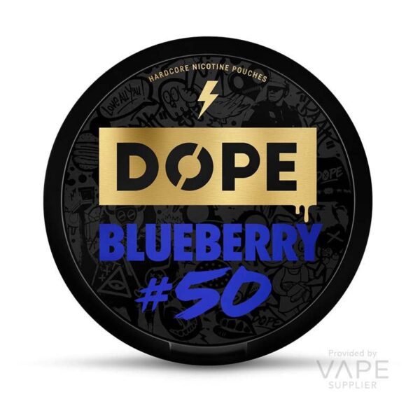 DOPE Nicotine Pouch 50MG can with discreet under-lip pouches in UAE