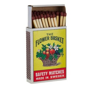 Flower Basket Safety Matches with floral packaging on white background
