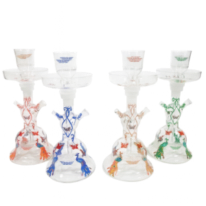 Transparent glass shisha 33cm with design, full gift set with LED disco light, available in Ajman, Sharjah