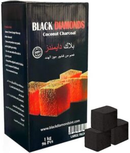 Black Diamond Shisha Charcoal on white background
