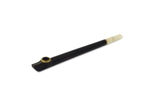Black Gold Medwakh Pipe with polished dark finish and gold detailing
