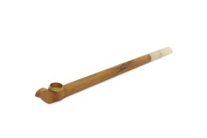 Light Wooden Medwakh with Gold Ring and Polished Finish
