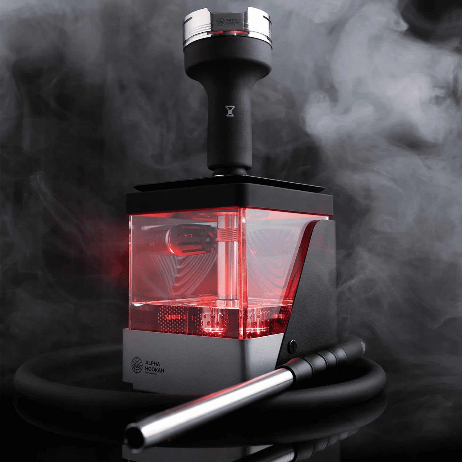 Alpha Hookah Smart Exzo Luxury Shisha with LED Lighting and Stainless Steel Body in ajman