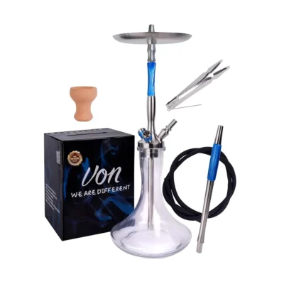 VON Shisha YH-302 DAN Hookah Set Stainless Steel Hookah Set UAE Ajman Sharjah Glass Base