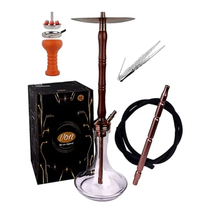 VON 206 ART Hookah Set White Premium Hookah with Lock System Glass Base