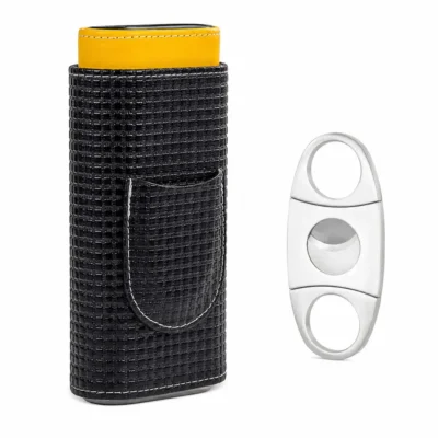 Leather Cigar Case & Cutter Set