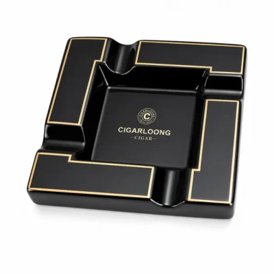 CIGARLOONG Ashtray Luxury 4 Slot Black Ceramic 198mm