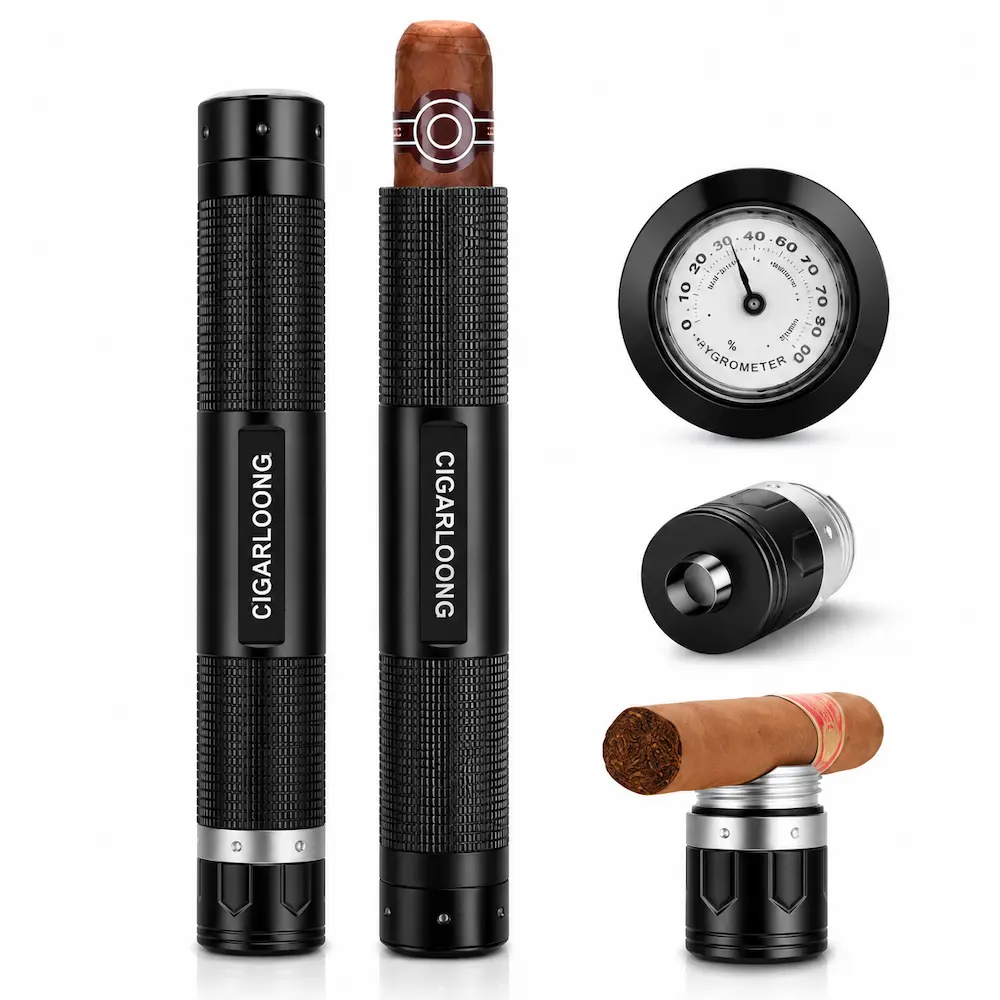 Black Cigar Travel Humidor Kit case