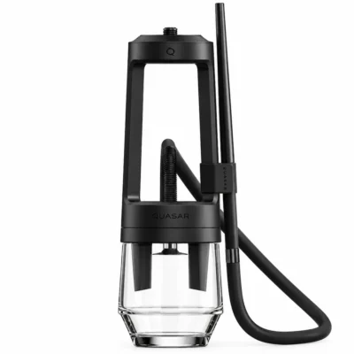 Quasar Arguilé UAE black premium hookah with glass base and hose